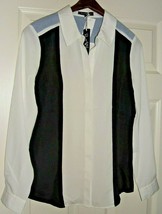 Velvet Heart WHITE/BLUE/JEAN Ladies Long Sleeve Blouse Size S (New W/TAG) - £7.76 GBP