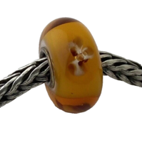 Authentic Trollbeads Beige Flower Glass Bead Charm, 61149, Small - $23.75