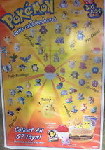 1999 Burger King Pokemon Poster of all 57 Pokemon&#39;s available - £9.41 GBP