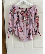 NWT Express Floral Off The Shoulder Short Sleeve Blouse Top Sz XS Purple... - £26.07 GBP