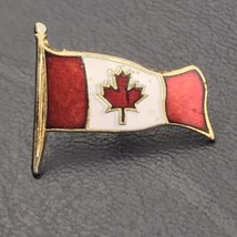 Canada Flag Gold Tone Enamel Small Pin Travel Souvenir Vintage Waving Re... - $11.95