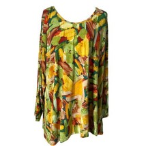 LOGO Lori Goldstein Plus Size Pocket Blouse Abstract Colorful Women&#39;s Size 3X - £26.11 GBP