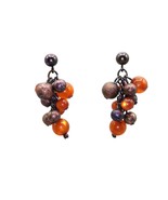 Shimmering Brown Moonglow Earrings, Lucite Beads mixed with Darker Bronze - $28.06