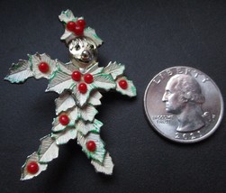 Vintage Beatrix Christmas White Holly and Elf Pin or Brooch  - £31.47 GBP
