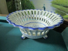 Portugal Ceramic Footed Bowl Centerpiece 5 x 10 - £97.12 GBP