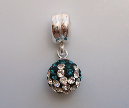 Europ EAN 925 Silver Green Czech Crystal May Birthstone Dangle Bead f/Bracelet - £12.52 GBP