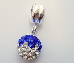 Europ EAN 925 Silver Blue Crystal September Birthstone Dangle Bead f/Bracelet - £12.45 GBP