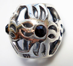 Europ EAN Sterling Silver Pinwheel Jet Black Austrian Crystal Bead For Bracelet - £11.07 GBP