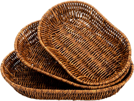 Wicker Baskets Set of 3, Bread Baskets Sets, Tabletop Food Serving Baskets Trays - £26.91 GBP