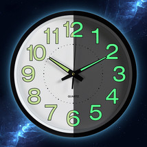 Night Light Function, 12-Inch Wall Clock with Silent Non-Ticking Clock Red - £15.97 GBP