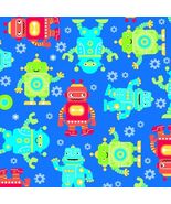 Flannel Robots Machines Kids Comfy Prints Cotton Fabric Print by Yard D2... - $10.95