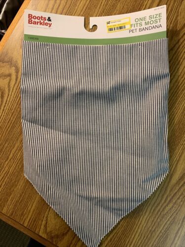 NEW Boots &amp; Barkley Blue &amp; White Stripe Dog Bandana One Size Fits Most. - $5.99
