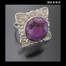 An item in the Jewelry & Watches category: PURPLE COPPER TURQUOISE Ring in Sterling Silver setting - Size 7 1/2