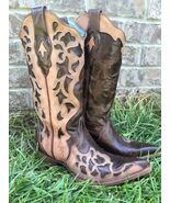 Corral Boots C1933 Ladies Chocolate Truffle Boot~Brown and Tan Leather W... - $310.00