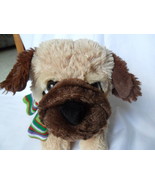 Pug Dog Plush Stuffed Animal with Scarf Soft Puppy 11&quot; t Brown Beige Caltoy - $25.39 CAD