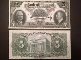 Reproduction Bank Of Montreal $5 Bill 1938 Chartered Note Five Dollars - $3.99