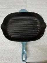 Le Creuset Teal Oval Enamel Cast Iron Grill Pan #32 Made In France - £77.97 GBP