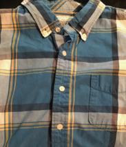 Aeropostale shirt button down size M men long sleeve 100% cotton plaid blue - $8.86