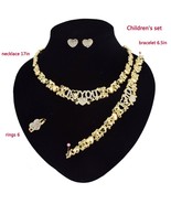 HUGS &amp;KISSES children&#39;s necklace bracelet earrings ring kids set 18k gol... - $29.02