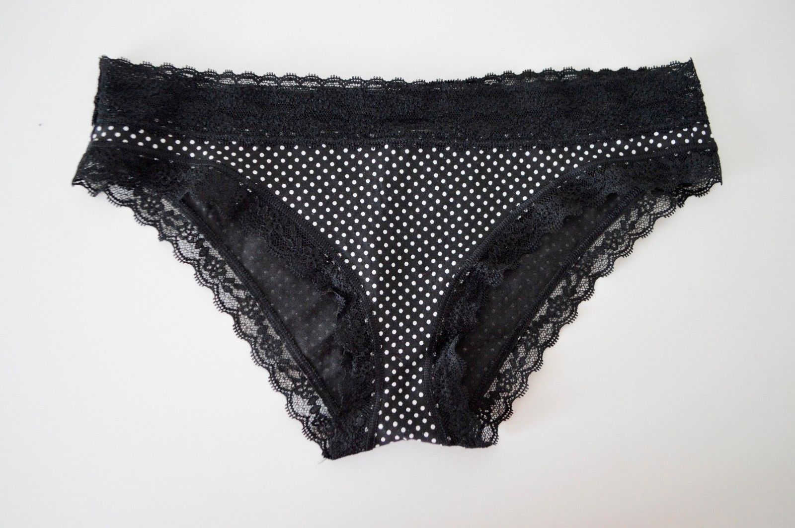 NEW Victoria's Secret Black & White dots Low-rise Cheekini Panty. Small. NWT - £6.23 GBP