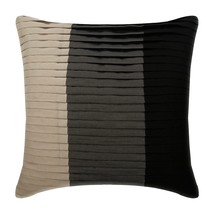 Color Block &amp; Pintucks Black Art Silk 16&quot;x16&quot; Pillow Case, Dark Secret - £21.95 GBP+