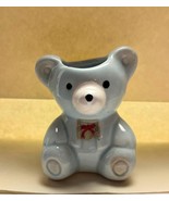 Vintage Ceramic Miniature Blue Teddy Bear Toothpick Holder 2&quot; Tall - $188.16 MXN