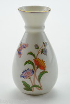 Collectible Mini Vase White Floral Pattern Butterfly 3.5&quot; Tall Home Decor Accent - £7.76 GBP