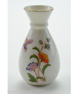 Collectible Mini Vase White Floral Pattern Butterfly 3.5&quot; Tall Home Deco... - £7.78 GBP