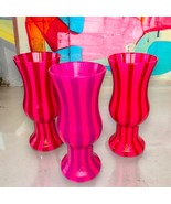 Vintage Krazy Straw Y2K Swirl Plastic Hurricane Cups Tumblers Set/3 Pink... - $16.82