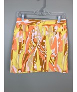 J Crew Womens Size 0 Abstract Skirt Tropical Textured Orange Brown White - £5.95 GBP