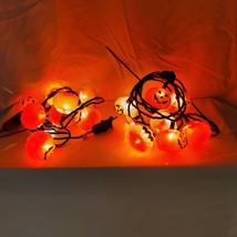 Halloween Pumpkin Jack O&#39; Lantern String Lights 2 Sets Of 20 Vtg Plastic READ - £7.46 GBP