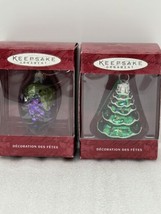 Set Of 2 -2000 Hallmark Keepsakes LI&#39;L GRAPES &amp; TREE Hand-Blown Glass Ornaments - £11.15 GBP