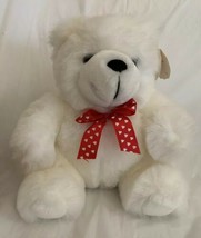 Wishpets Vintage 1998 Plush White Bear CANDY Stuffed Animal  NWT 10&quot; Red Bow - £12.60 GBP