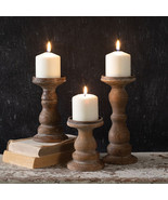Set 3 Wooden Pillar Candle Holders - $102.57 CAD