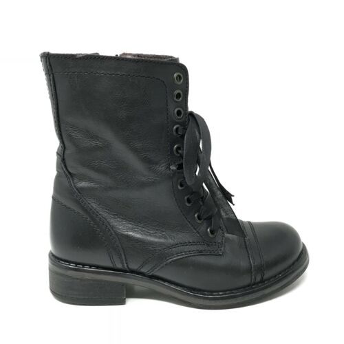 Steve Madden Womens Size 5.5 Ribbon Lace Up Combat Style Boots Black Leather  - $42.06