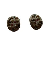 Vintage Sarah Cov ‘Sultana’ Confetti Rhinestone Clip Earrings - Textured Gold To - £13.96 GBP