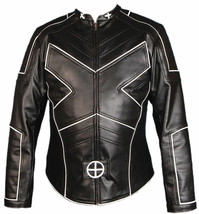 Men&#39;s Black X Men Movie Celebrity Replica Genuine Leather Biker Handmade Jacket - £125.04 GBP