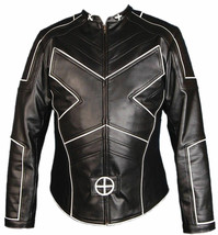 Men&#39;s Black X Men Movie Celebrity Replica Genuine Leather Biker Handmade Jacket - £117.26 GBP