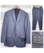 Jos A Bank Travelers Tailored Fit Sharkskin Suit Gray Wool Mens 41L 35x29 - £102.20 GBP