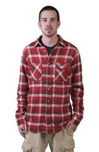 Kr3w Skate Hombre Rojo Grants Franela Botón Manga Larga Abajo Camisa Nwt - £24.01 GBP