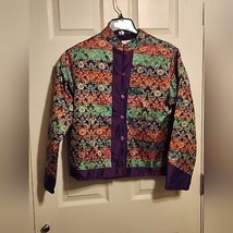 Coldwater Creek Multicolor Silk Lined Brocade Button Down Jacket Womens - $19.79