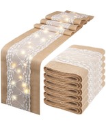 6 Pieces 12 X 108 Inches Burlap Table Runner With String Lights Rustic L... - $81.99