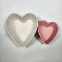 Heart-Shaped Ceramic Dish Bowl White and Pink Jewelry Candy Holder 5.5&quot; And 3.5&quot; - £14.91 GBP