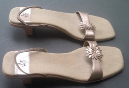 Life Stride Sandals Gold Leather Shoes Slingbacks 10 Geisha - £24.55 GBP