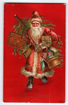 Santa Claus Christmas Postcard Old World Gold Long Suit Coat Nash Series 29 - £31.38 GBP