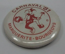 Carnaval 81 Marguerite Bourgeoys Jester Joker 2.25&quot; Vintage Pinback Pin Button - £2.41 GBP