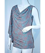 $140 BCBG MAXAZRIA DRAPED BUTTERFLY SLEEVE FLORAL TEAFLOWER TOP SHIRT ( L ) - $2,177.52 MXN