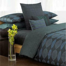 Calvin Klein Linear Leaves King Pillow Sham Euc Blue Navy Modern Print - $14.97