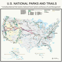 Printed Image USA National Parks &amp; Trails Map Bandanna 22&quot; x 22&quot; - £8.66 GBP
