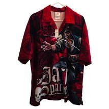 Y2K AOP Shirt Mens NWT Disney Captain Jack Sparrow XL Red Pirates Of Caribbean - £111.34 GBP